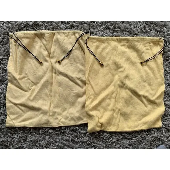 2 FENDI Vintage Yellow Logo Drawstring Dust Bag purse shoe cover LOT - Picture 6 of 8